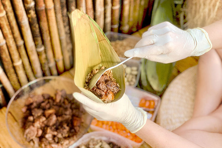 Only the freshest ingredients are used for the rice dumpling filling.