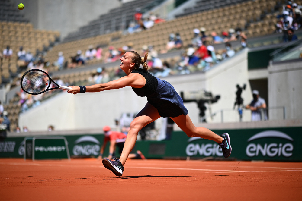 Czech Republicu00e2u20acu2122s Petra Kvitova returns the ball to Belgiumu00e2u20acu2122s Greet Minnen during their womenu00e2u20acu2122s singles first round tennis match on Day 1 of The Roland Garros 2021 French Open tennis tournament in Paris May 30, 2021. u00e2u20acu201d AFP pic 