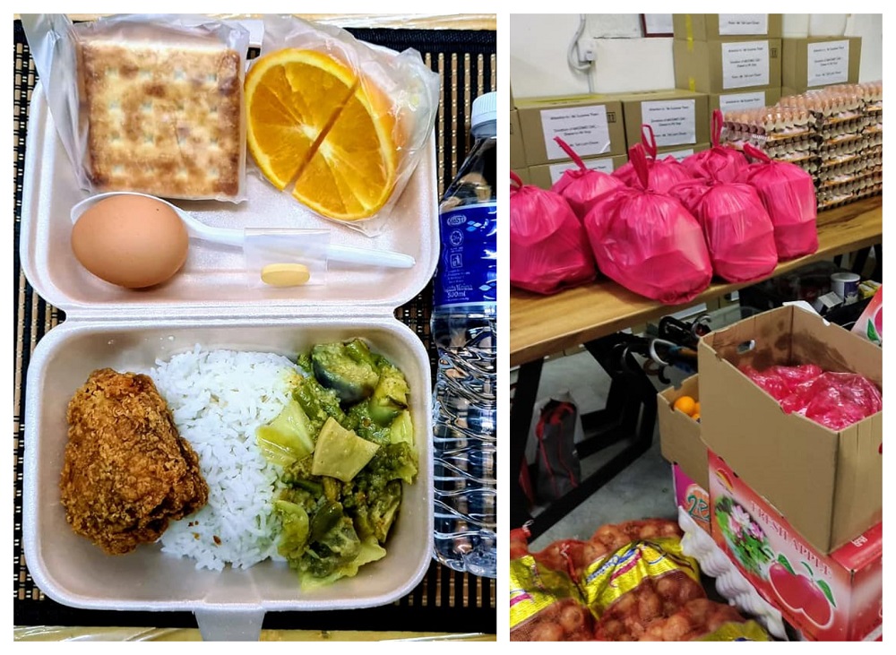 Packed food and dry food items packed by Pit Stop Community Cafe's volunteers to be given to the homeless and poor. ― Picture via Facebook/PitStopCommunityCafe