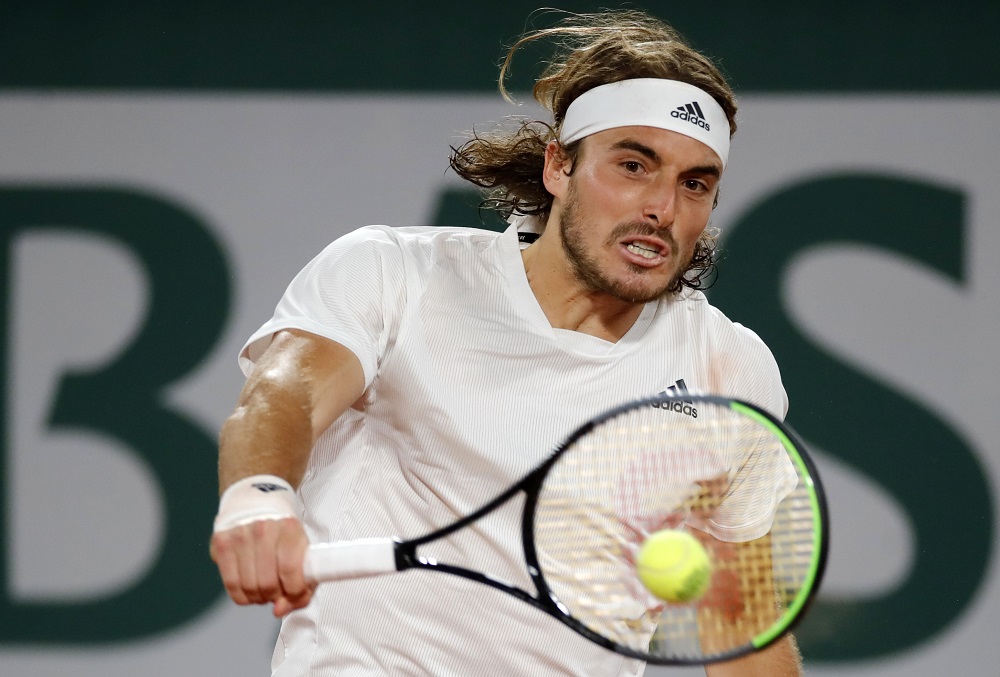 Greece's Stefanos Tsitsipas in action during his third round match against John Isner of the US, June 4, 2021. u00e2u20acu2022 Reuters pic