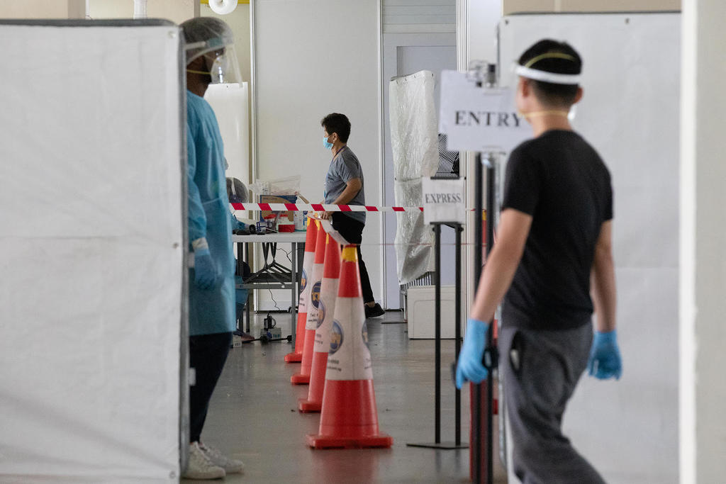 A makeshift Covid-19 swab test site at Block 89 Redhill Close on June 22, 2021. The Ministry of Health is working with the Peopleu00e2u20acu2122s Association to give out antigen rapid test kits to some residents in the area. u00e2u20acu2022 TODAY pic