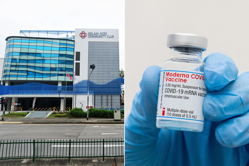 A 16-year-old boy went to a vaccination centre at Kolam Ayer Community Club (left) and got the Moderna vaccine (right) when he was not old enough to receive it. u00e2u20acu2022 Picture via Google Maps/TODAY