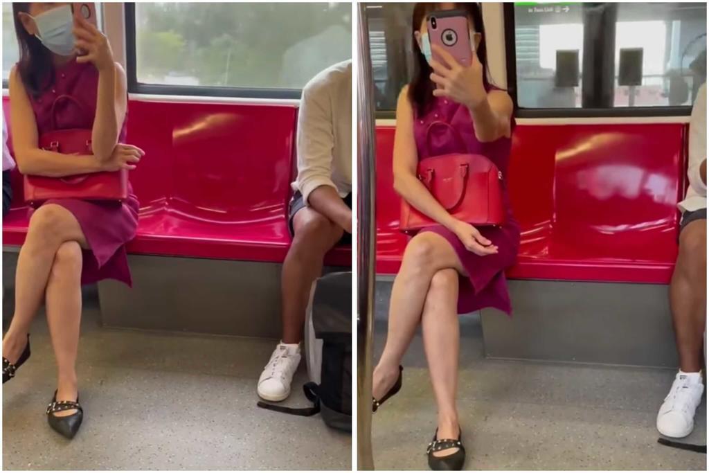 Tan Beow Hiong was captured in a viral video filming other commuters and making racist remarks on an MRT train in April 2021. u00e2u20acu2022 Picture via social media/TODAY