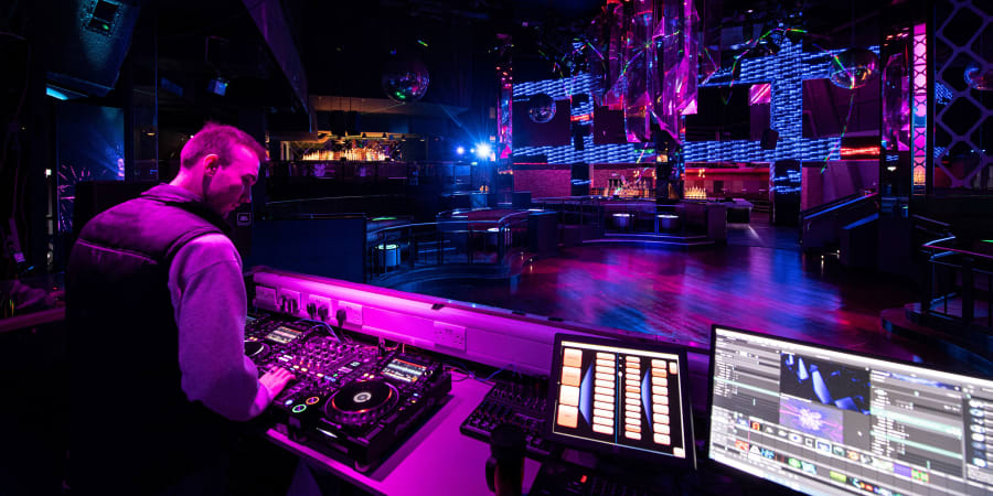 Jack Rowe, a technician in PRYZM nightclub in Birmingham, poses for a photograph in the superclub in Birmingham, central England. u00e2u20acu201d ETX Studio picnn