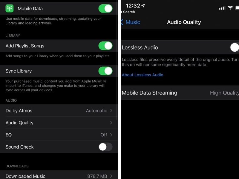 To enable lossless streaming and Dolby Atmos, just head over to Settings>Music on your iPhone/iPad.