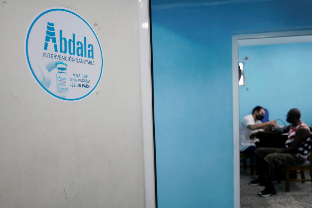 A man has his blood pressure taken before being vaccinated at a vaccination centre in Havana, Cuba, June 17, 2021. u00e2u20acu201d Reuters pic 