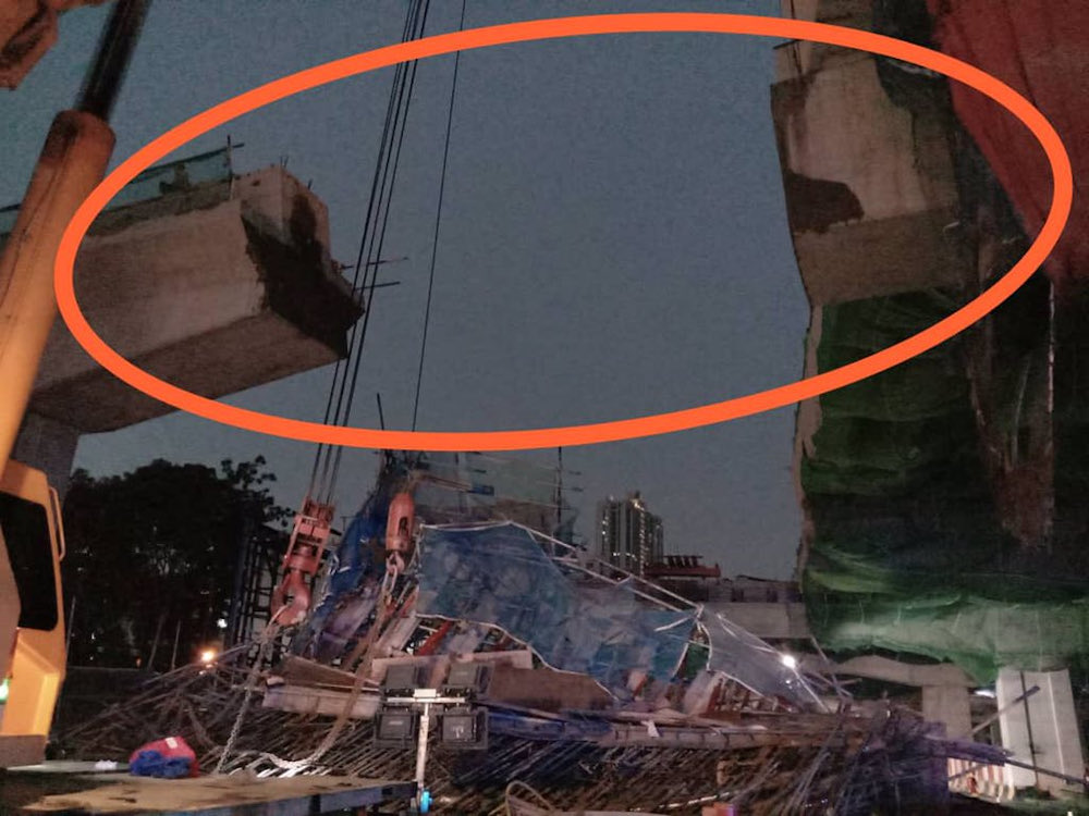 A view of the scaffolding collapse at the Damansara-Shah Alam Elevated Highway (DASH) construction site June 20, 2021. u00e2u20acu201d Picture via Twitter/Bernama
