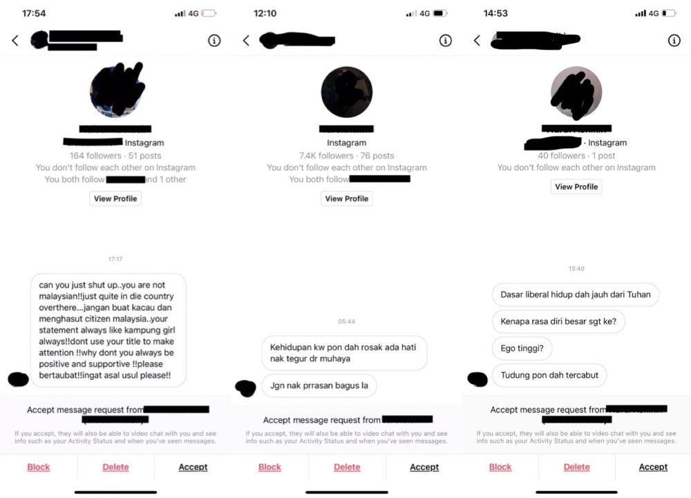 Some of the screenshots Dr Amalina posted on Twitter, which has been edited to conceal the identities of the users. 