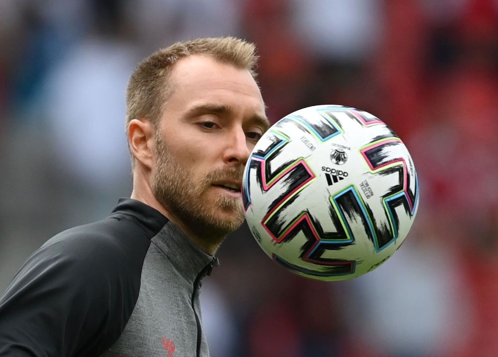 Denmark's Christian Eriksen during the warm up before the match against Finland at Parken Stadium, Copenhagen June 12, 2021. u00e2u20acu201d Reuters picnnn