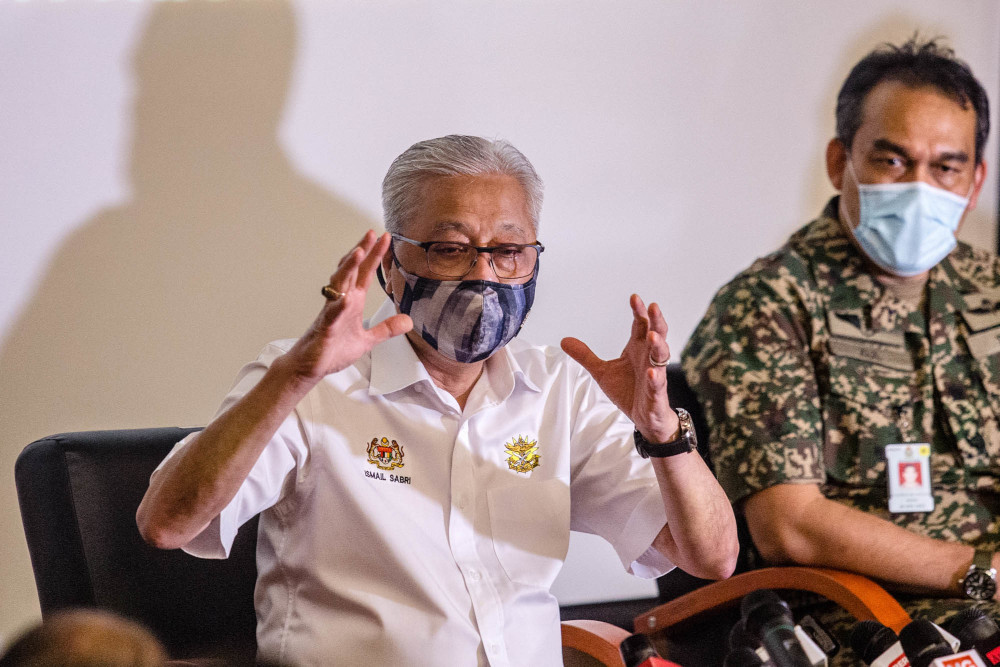 Senior Minister (Security Cluster) Datuk Seri Ismail Sabri Yaakob speaks during a press conference at Hospital Angkatan Tentera Tuanku Mizan, Kuala Lumpur June 29, 2021. u00e2u20acu201d Picture by Firdaus Latif