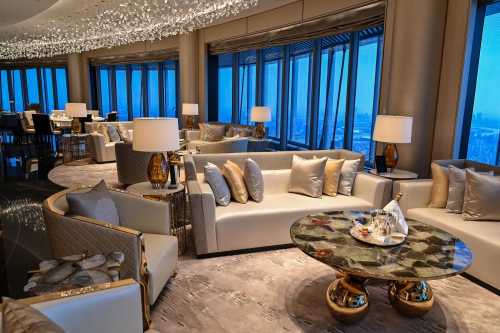 View of a suite room of the J Hotel, the world's highest luxury hotel, boasting a restaurant on the 120th floor and 24-hour personal butler service, located in the Shanghai Tower, in Shanghai. u00e2u20acu201d ETX Studio pic