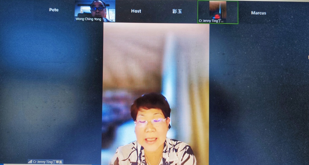 Ting talks about her digital vaccination certificate issue during the virtual press conference. Seen on the top left of the screen interface is Wong. u00e2u20acu2022 Borneo Post pic