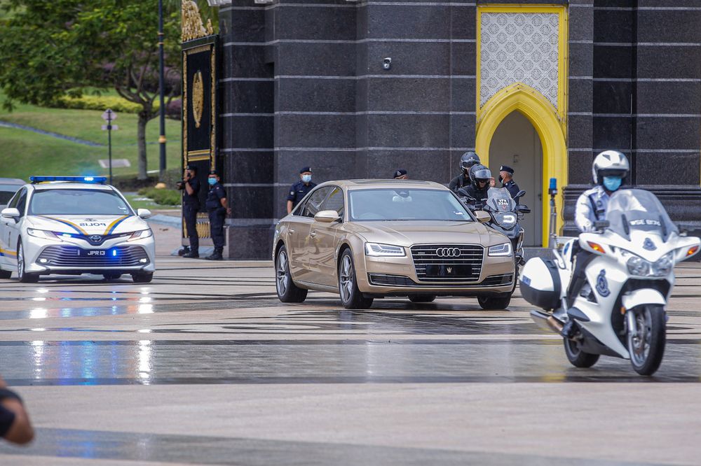 A car carrying Johoru00e2u20acu2122s Sultan Ibrahim Ibni Almarhum Sultan Iskandar was seen leaving the Istana Negara, June 16, 2021. u00e2u20acu2022 Picture by Hari Anggara