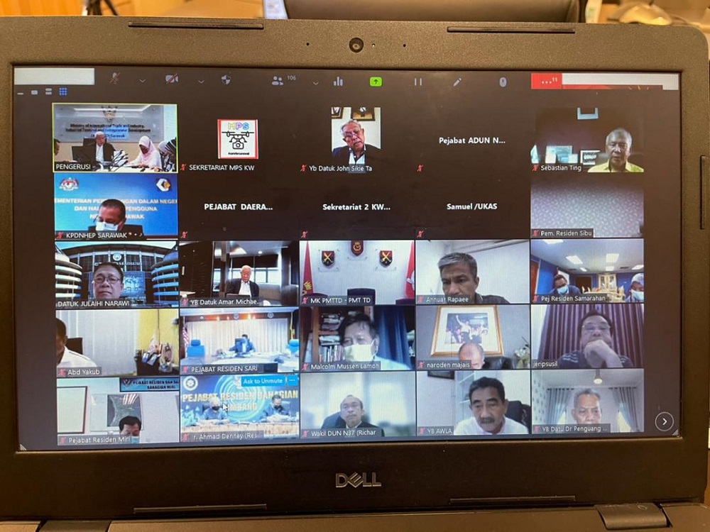 The zoom meeting of the stateu00e2u20acu2122s Food Supply Chain Sub-Committee yesterday. u00e2u20acu201d Borneo Post Online pic