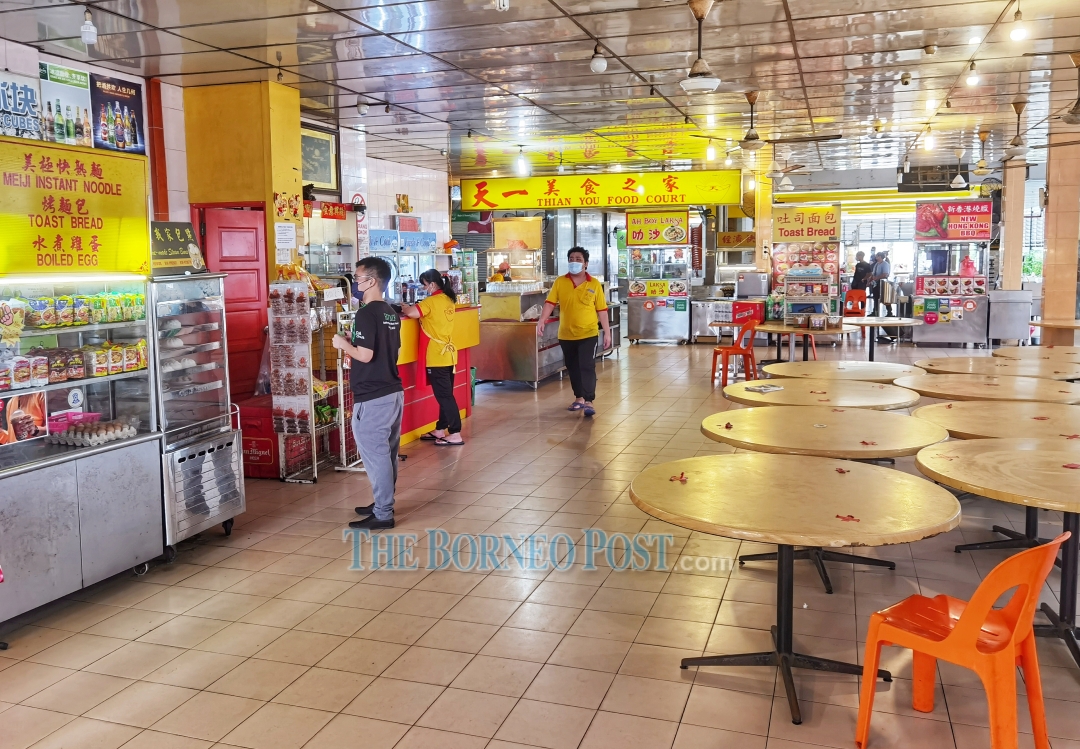 A quiet morning at a once-bustling food court in Kingu00e2u20acu2122s Centre, Kuching. u00e2u20acu201d Picture by Chimon Upon/Borneo Post 