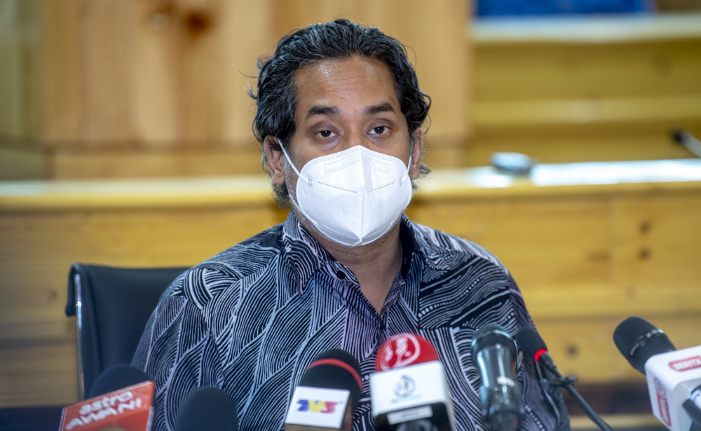 Khairy Jamaluddin speaks at a press conference after attending the State-Level Covid-19 Immunisation Task Force Meeting with Kelantan Mentri Besar Datuk Ahmad Yakob at the Darulnaim Complex in Kota Baru, June 17, 2021. u00e2u20acu201d Bernama pic 