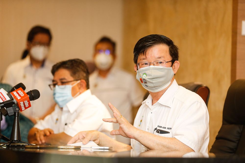 Penang Chief Minister Chow Kon Yeow speaks during a press conference at the Spice Arena, Bayan Baru June 6, 2021. u00e2u20acu201d Picture by Sayuti Zainudin
