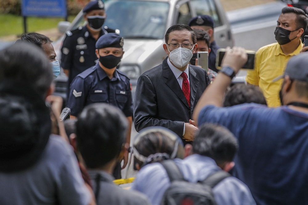 DAP secretary-general Lim Guan Eng speaks to reporters outside Istana Negara in Kuala Lumpur June 9, 2021. u00e2u20acu2022 Picture by Hari Anggara