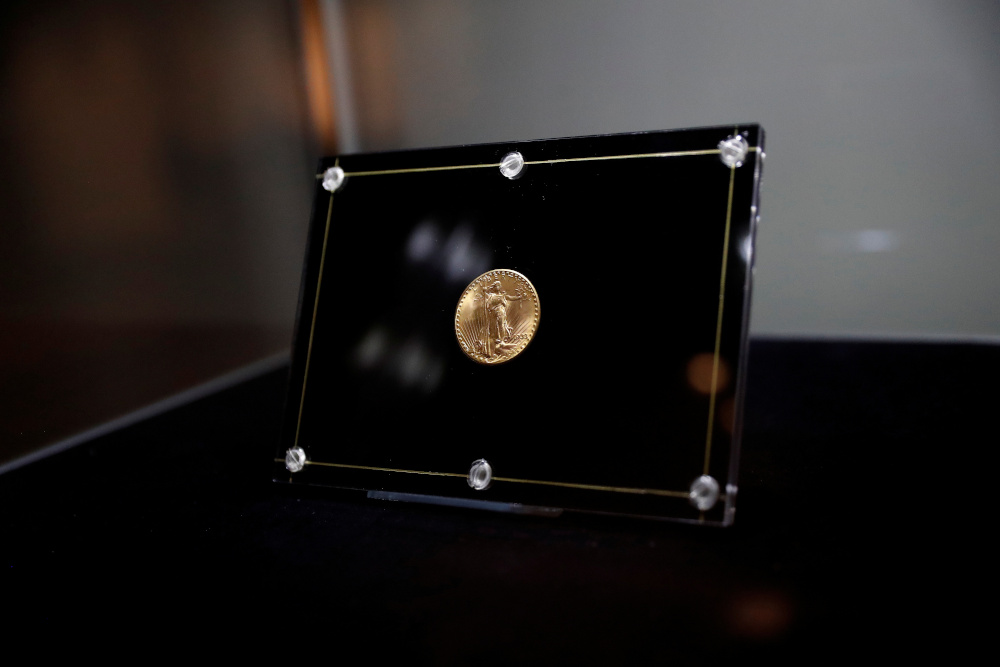The 1933 Double Eagle coin is seen encased during a media preview before auction at Sothebyu00e2u20acu2122s in New York June 4, 2021. u00e2u20acu201d Reuters pic