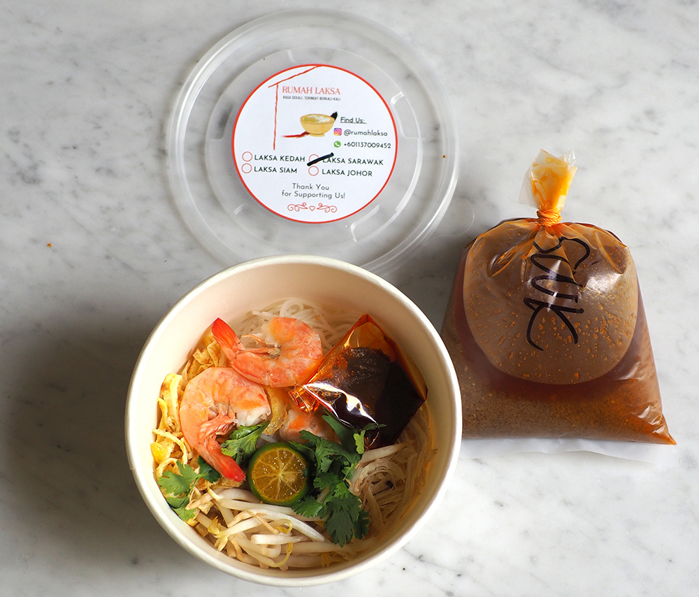 The Sarawak laksa is served with fresh prawns and a fragrant 'sambal'.