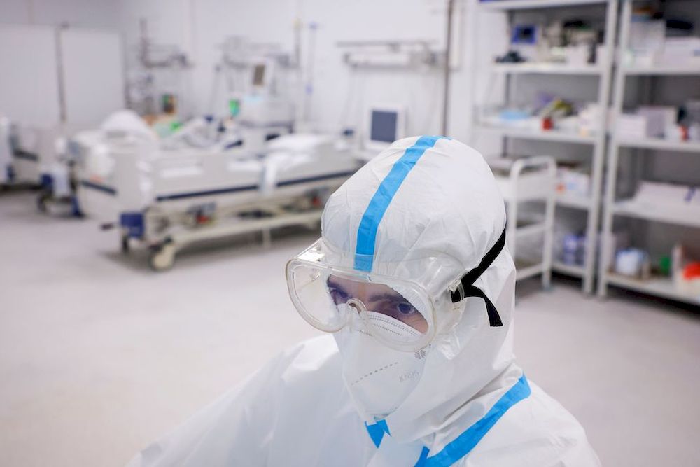 A medical specialist works at the Krylatskoye Ice Palace, which was converted into a temporary hospital for people suffering from Covid-19, in Moscow, Russia, January 20, 2021. u00e2u20acu201d Reuters  pic