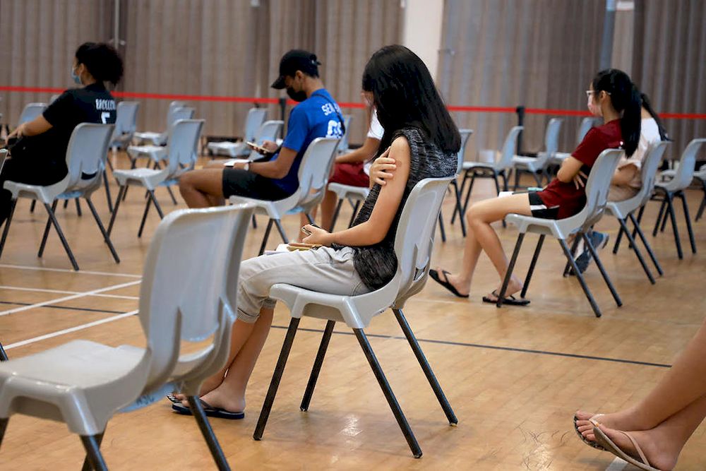 A vaccination centre for students at ITE College Central on June 7, 2021. u00e2u20acu201d TODAY pic