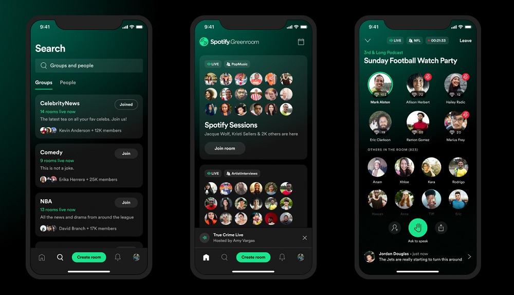 Spotify launched Greenroom after acquiring Betty Labs, the company behind the popular sports-focused audio platform Locker Room. u00e2u20acu2022 Picture courtesy of Spotify