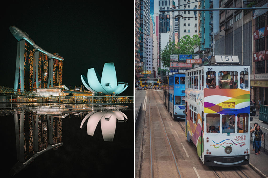 Streetscapes in Singapore (left) and Hong Kong (right). The proposed air travel bubble between the two cities will be reviewed in early July 2021. u00e2u20acu2022 Unsplash pic via TODAY