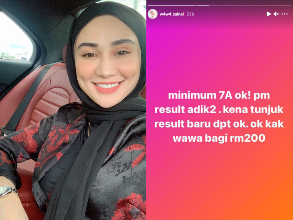 Local actress Wawa Zainal is offering RM200 reward to Sijil Pelajaran Malaysia (SPM) 2020 high achievers. u00e2u20acu201d Picture courtesy of Instagram/Wawa Zainal