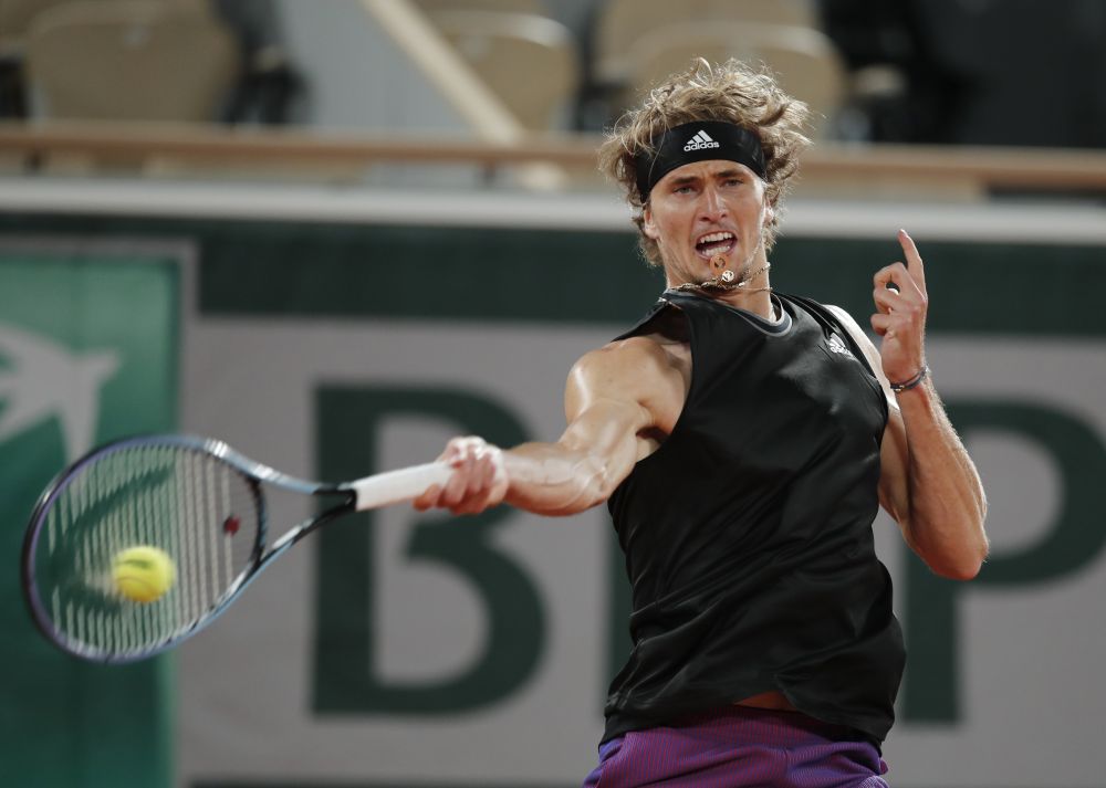 Germany's Alexander Zverev in action during his fourth round match against Japan's Kei Nishikori at Roland Garros, Paris June 6, 2021. u00e2u20acu201d Reuters pic