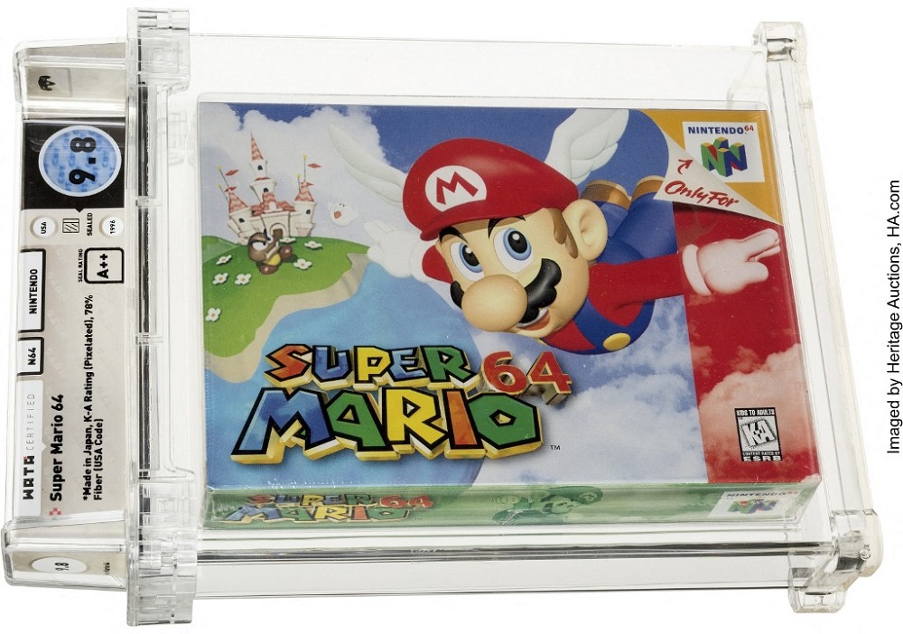 This handout image obtained July 11, 2021, courtesy of Heritage Auctions shows the Super Mario 64 Game Cartridge. u00e2u20acu201d AFP pic
