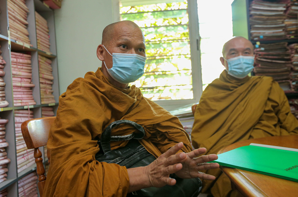 Malaysia Dhamma Sakyamuni Monastery’s (Caves Monastery) abbot Chiong Sai Tin speaks to Malay Mail during an interview in Canning Garden, Ipoh July 20, 2021. — Picture by Farhan Najib