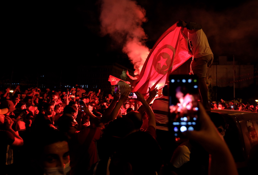 Supporters of Tunisia's President Kais Saied gather on the streets as they celebrate after he dismissed the government and froze parliament, in Tunis, Tunisia July 25, 2021. u00e2u20acu201d Reuters pic