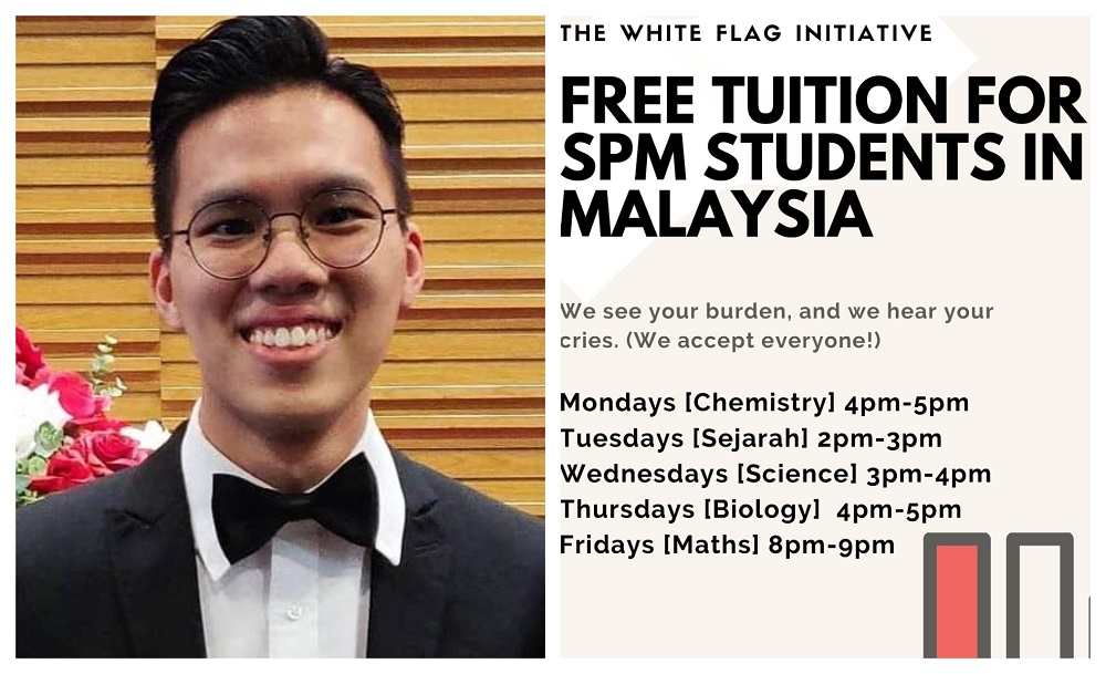 Cheong (left) and his friends have organised a plan to teach different subjects on different days of the week. u00e2u20acu2022 Picture courtesy of Christopher Cheong