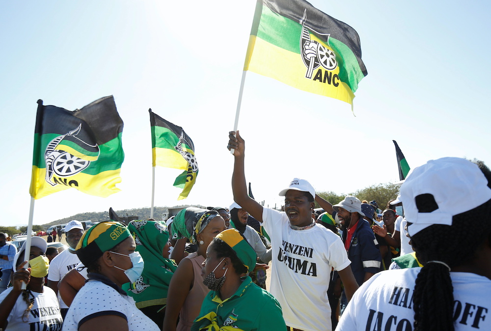 Supporters of former South African President Jacob Zuma, who was sentenced to a 15-month imprisonment by the Constitutional Court, sing and dance in front of his home in Nkandla, South Africa, July 3, 2021. u00e2u20acu201d AFP picnn