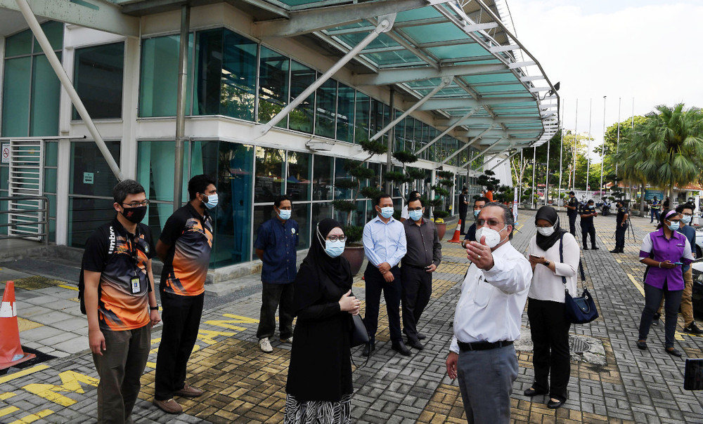 State Housing, Local Government and Town and Country Planning Committee chairman Jagdeep Singh Deo at Penang City Stadium, where the first screening site would be installed, July 2, 2021. u00e2u20acu201d Bernama pic 