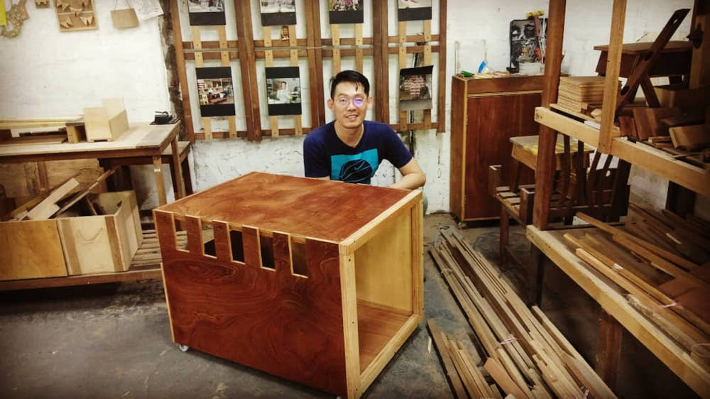 One of Nicholas' students with a woodwork project at the Woodsmen Makerspace workshop before the pandemic. — Picture courtesy of Nicholas Pereira  