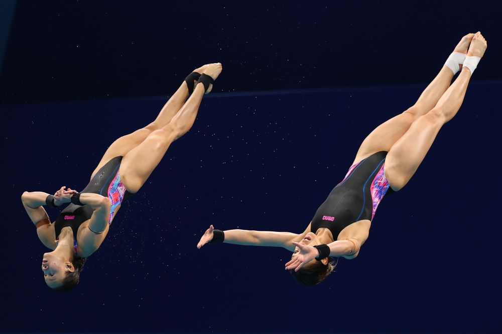 Malaysiau00e2u20acu2122s Leong Mun Yee and Pandelela Rinong in action during the women's 10m synchronised final at the Tokyo Aquatics Centre July 27, 2021. u00e2u20acu201d Reuters picnn