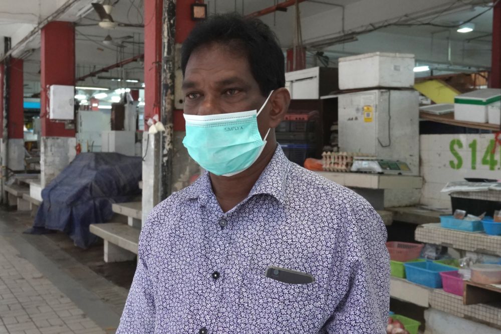 M. Batumalai speaks during an interview with Malay Mail at the Jalan Othman Wet Market, Petaling Jaya ahead of the enhanced movement control order on July 2, 2021. — Picture by Miera Zulyana