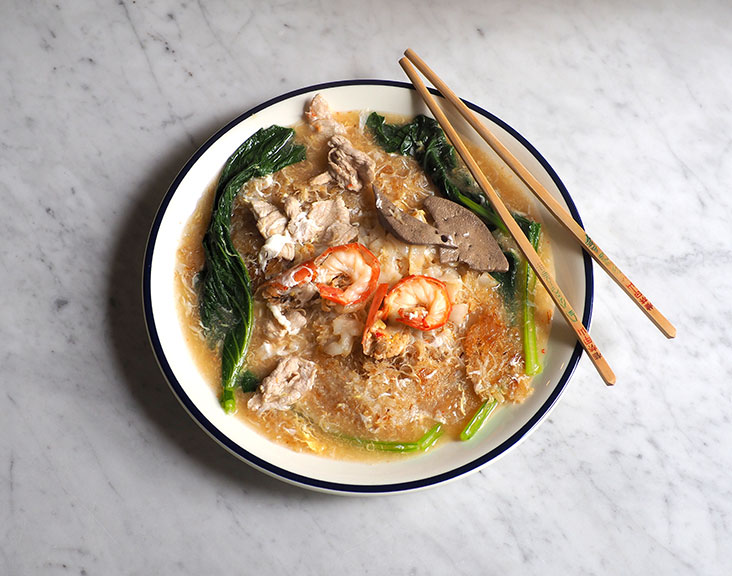 Sang Kee's Cantonese fried noodles is incredibly satisfying with an eggy sauce and the sweet taste of freshwater prawns