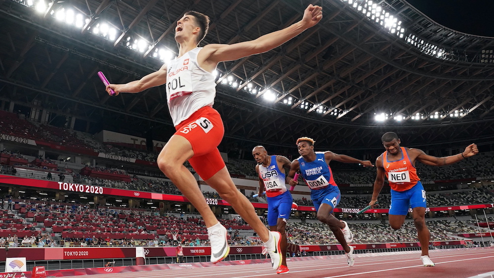 Team Poland celebrates after winning  the mixed 4 x 400m relay final at the Olympic Stadium in Tokyo, July 31, 2021. u00e2u20acu201d Reuters picnn