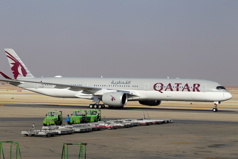 A Qatar Airways plane lands at the King Khalid International Airport, in Riyadh Saudi Arabia January 11, 2021. u00e2u20acu201d AFP pic