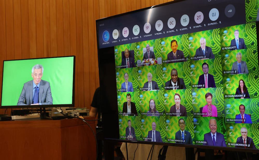 Prime Minister Lee Hsien Loong participating in the APEC Informal Leadersu00e2u20acu2122 Retreat on July 16, 2021. u00e2u20acu201d TODAY picn n