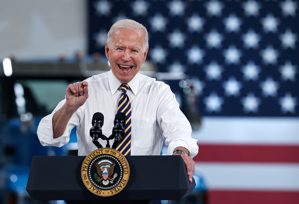US President Joe Biden speaks during a visit to the Mack-Lehigh Valley Operations Manufacturing Facility in Macungie, Pensylvania July 28, 2021. u00e2u20acu2022 Reuters pic