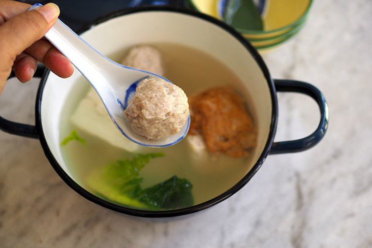 Their meat fish balls are plump and satisfying when paired with their white 'tofu' and that sweet tasting soup