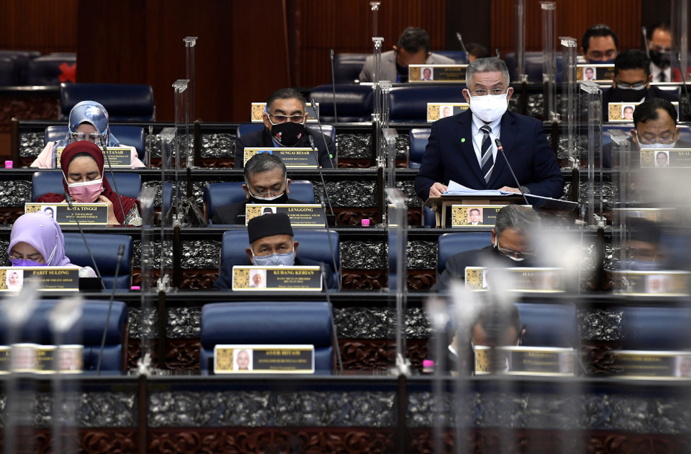 Health Minister Datuk Seri Dr Adham Baba tabling a briefing session on Actions to Combat Covid-19 Pandemic at the special sitting of Dewan Rakyat, July 27, 2021. u00e2u20acu201d Bernama pic 
