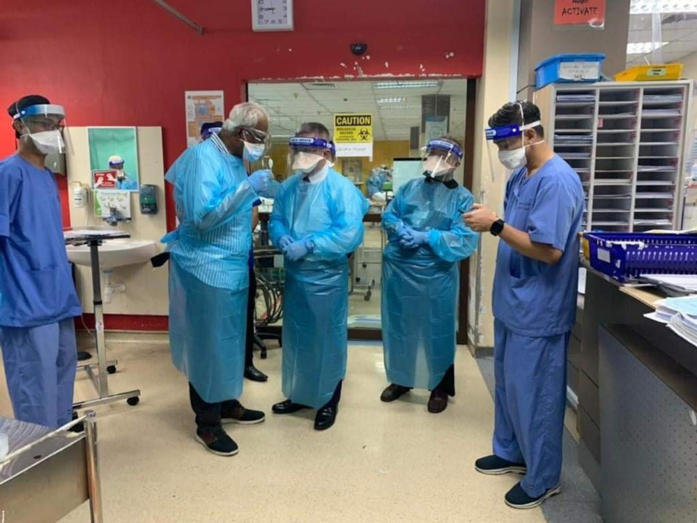 Klang MP Charles Santiago and Health Minister Datuk Seri Dr Adham Baba at Hospital Tengku Ampuan Rahimah (HTAR) in Klang, July 29, 2021. u00e2u20acu201d Picture from Facebook/Charles Santiago 