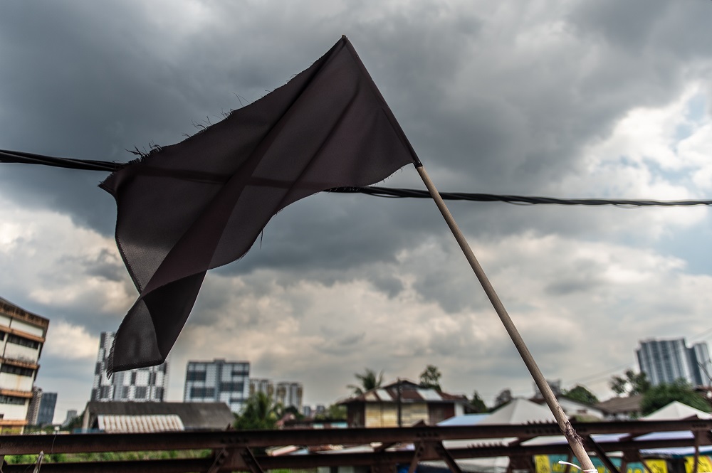 A group called to raise the Black Flag to protest against the Perikatan Nasional government. ― Picture by Shafwan Zaidon