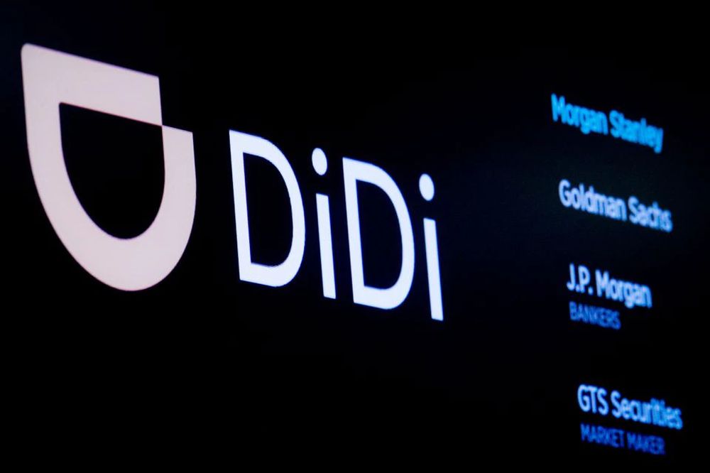 The logo for Chinese ride-hailing company Didi Global Inc is pictured during the IPO on the New York Stock Exchange (NYSE) floor in New York City, US, June 30, 2021. u00e2u20acu201d Reuters pic