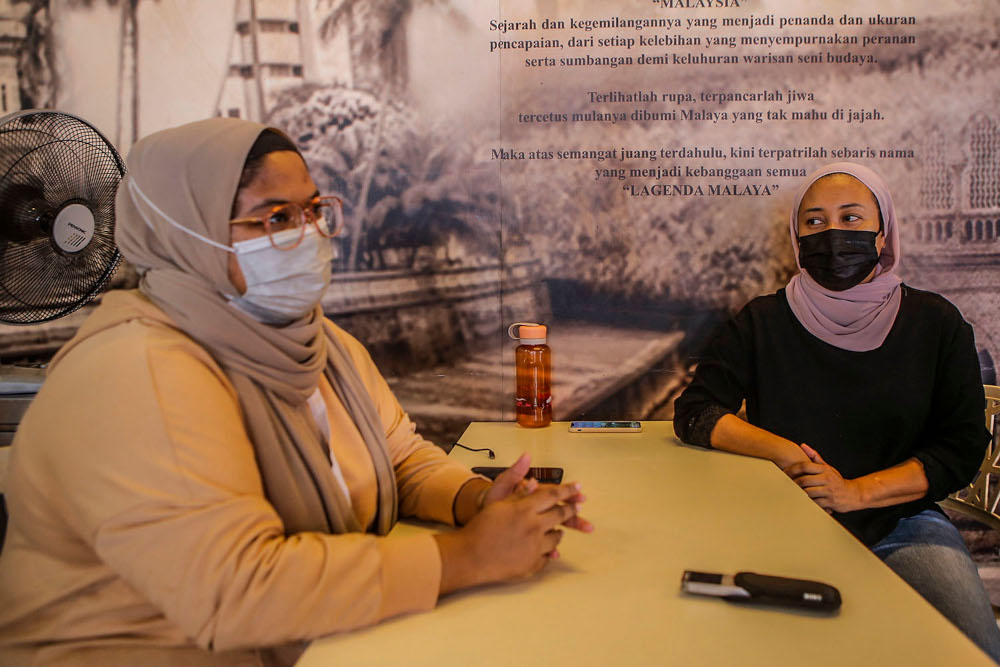 Restaurant owners Nor Azura Mat Isa, 43, and Nur Shahira Sheikh Moidin, 24, speak to Malay Mail during an interview at UTC Sentul July 2, 2020. — Picture by Hari Anggara